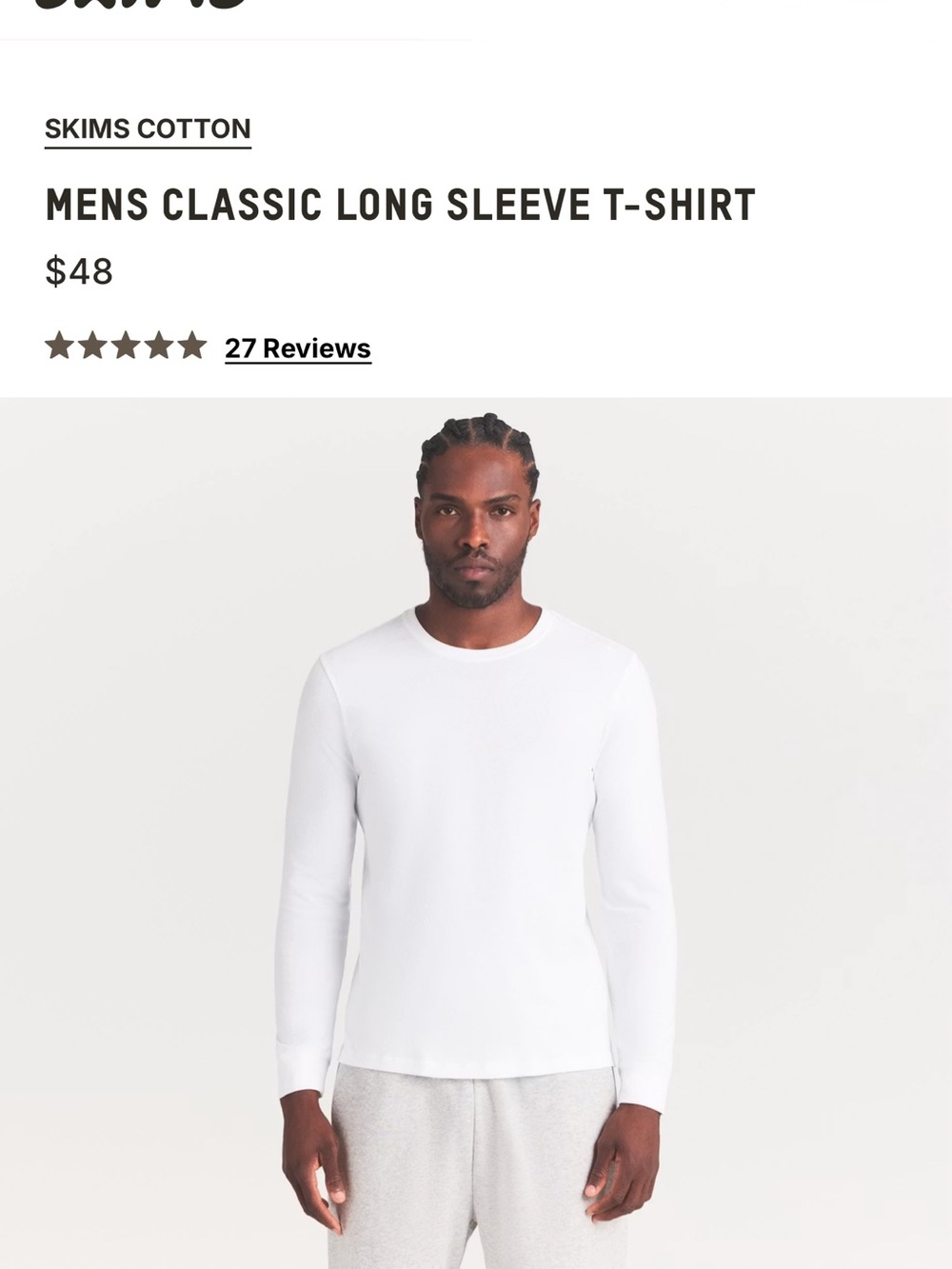 SKIMS Men Classic Long Sleeve T-Shirt - Chalk